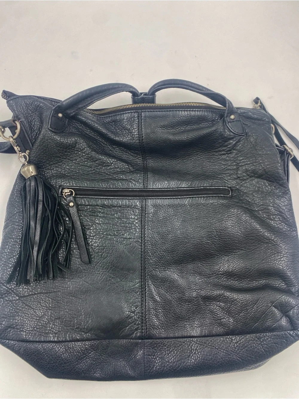 VTG Y2K Lucky Brand Leather Hobo Bag Tote Convertible Crossbody Purse Black EUC